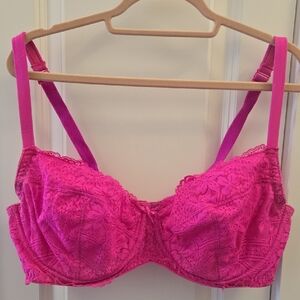 Cacique Hot Pink Lace Underwire Bra